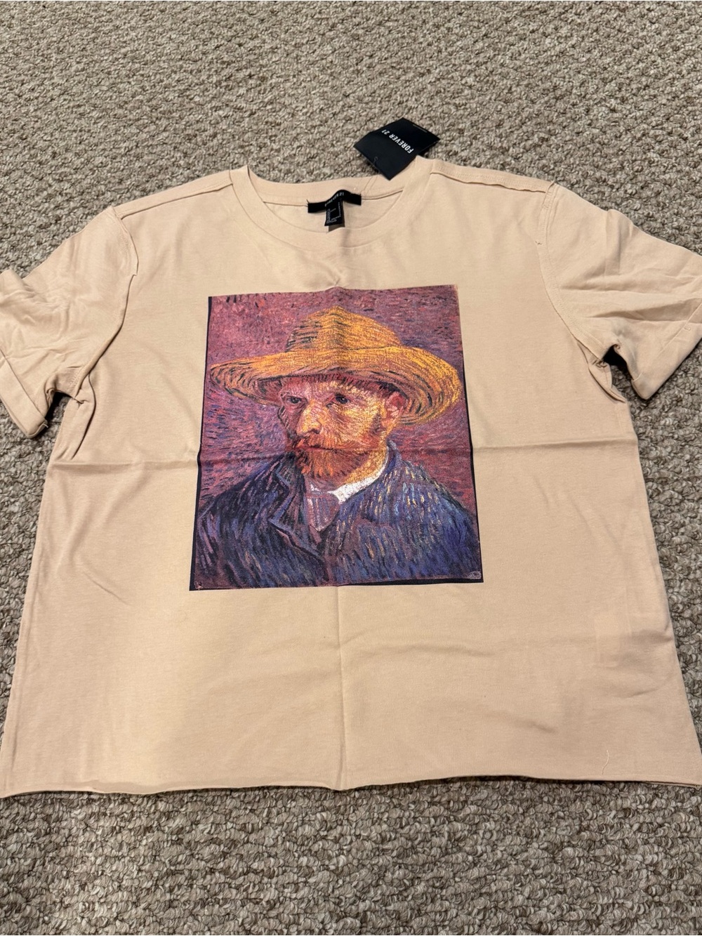 FOREVER 21 Beige Graphic Art Print Short-Sleeve T-Shirt NWT